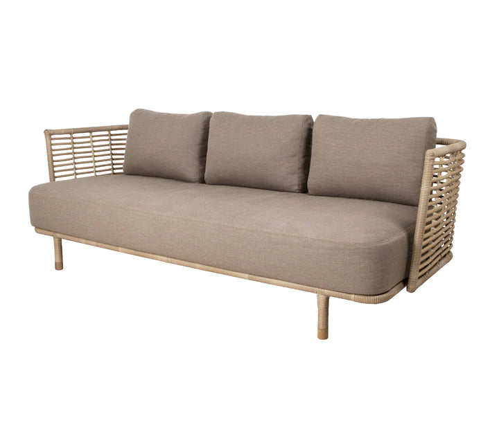 Boxhill's Sense 3-Seater Outdoor Sofa with taupe cushion on white background