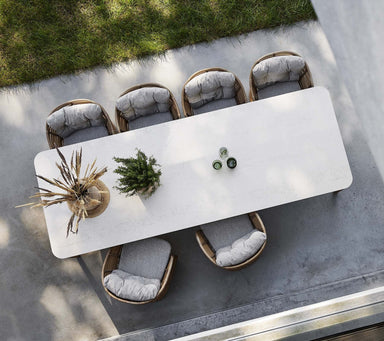 Boxhill's Aspect Dining Table Travertine Look lifestyle image top view