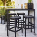 Boxhill's Cut Outdoor Aluminum Bar Table Black lifestyle image with Cut High Outdoor Bar Chair on balcony
