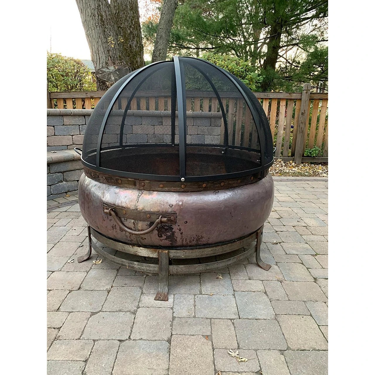 Dome Fire Pit Cover | Steel | Pivot Round Fire Pit Screen Cover 