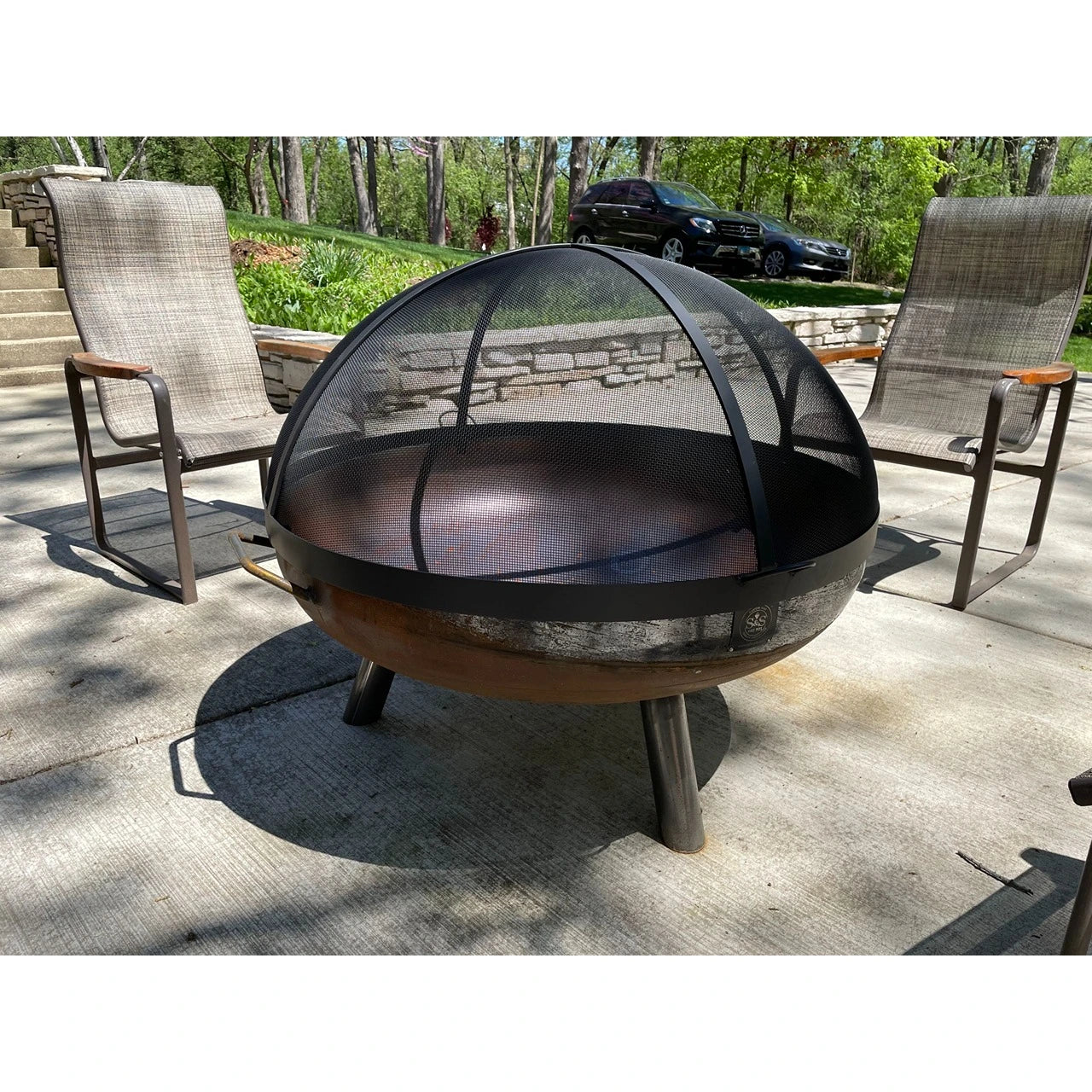 Dome Fire Pit Cover | Steel |  Lift Off Dome Round Fire Pit Screen Cover 