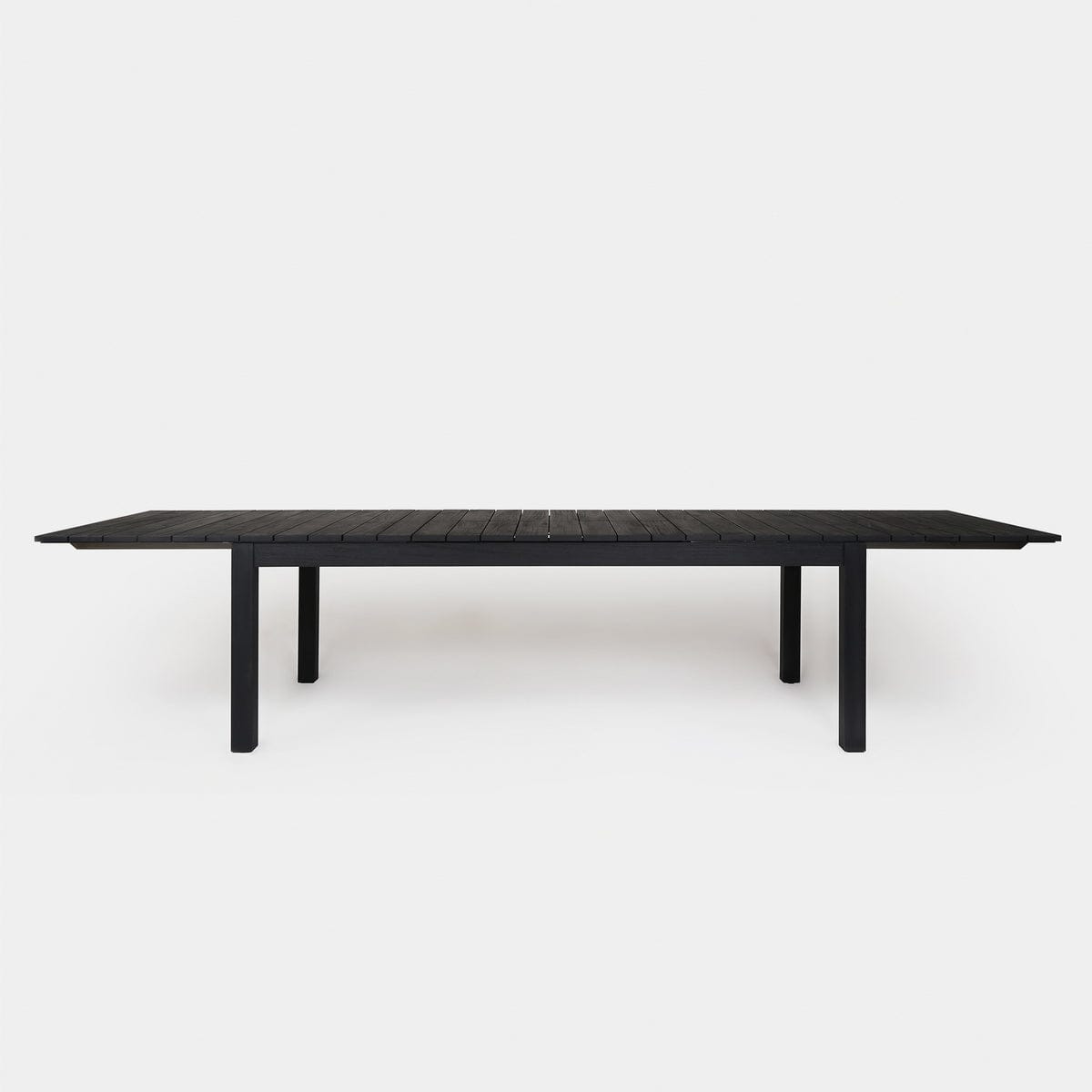 Pacific Extendable Dining Table. aluminum frame, teak charcoal top