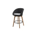Boxhill's Peacock dark grey outdoor bar chair with teak legs with white cushion on white background