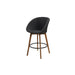 Boxhill's Peacock dark grey outdoor bar chair with teak legs front side view on white background