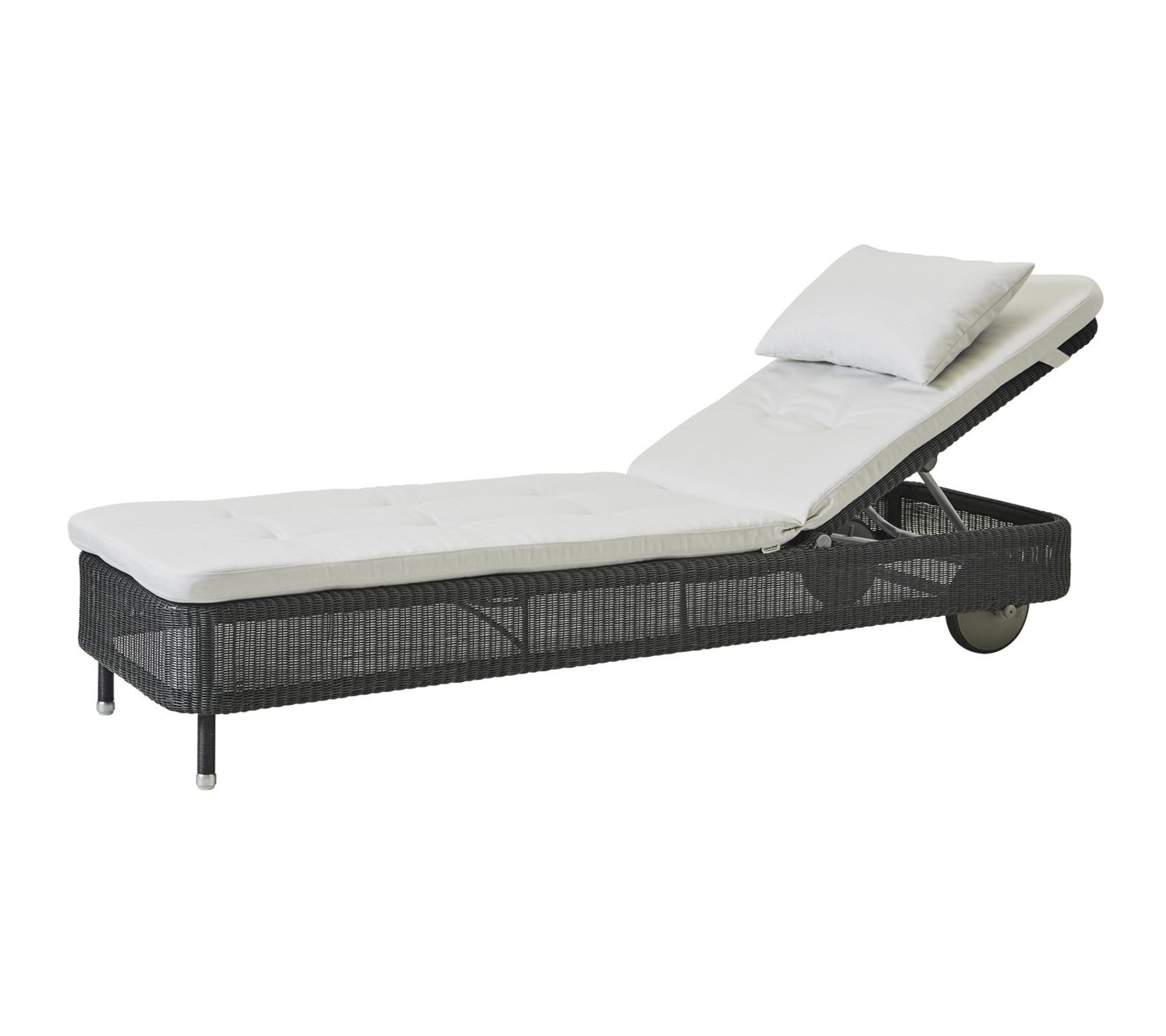 Boxhill's Presley dark grey outdoor daybed with white cushion on white background