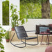 Boxhill's Copenhagen Rocking Chair lifestyle image with side tables and pillows at patio