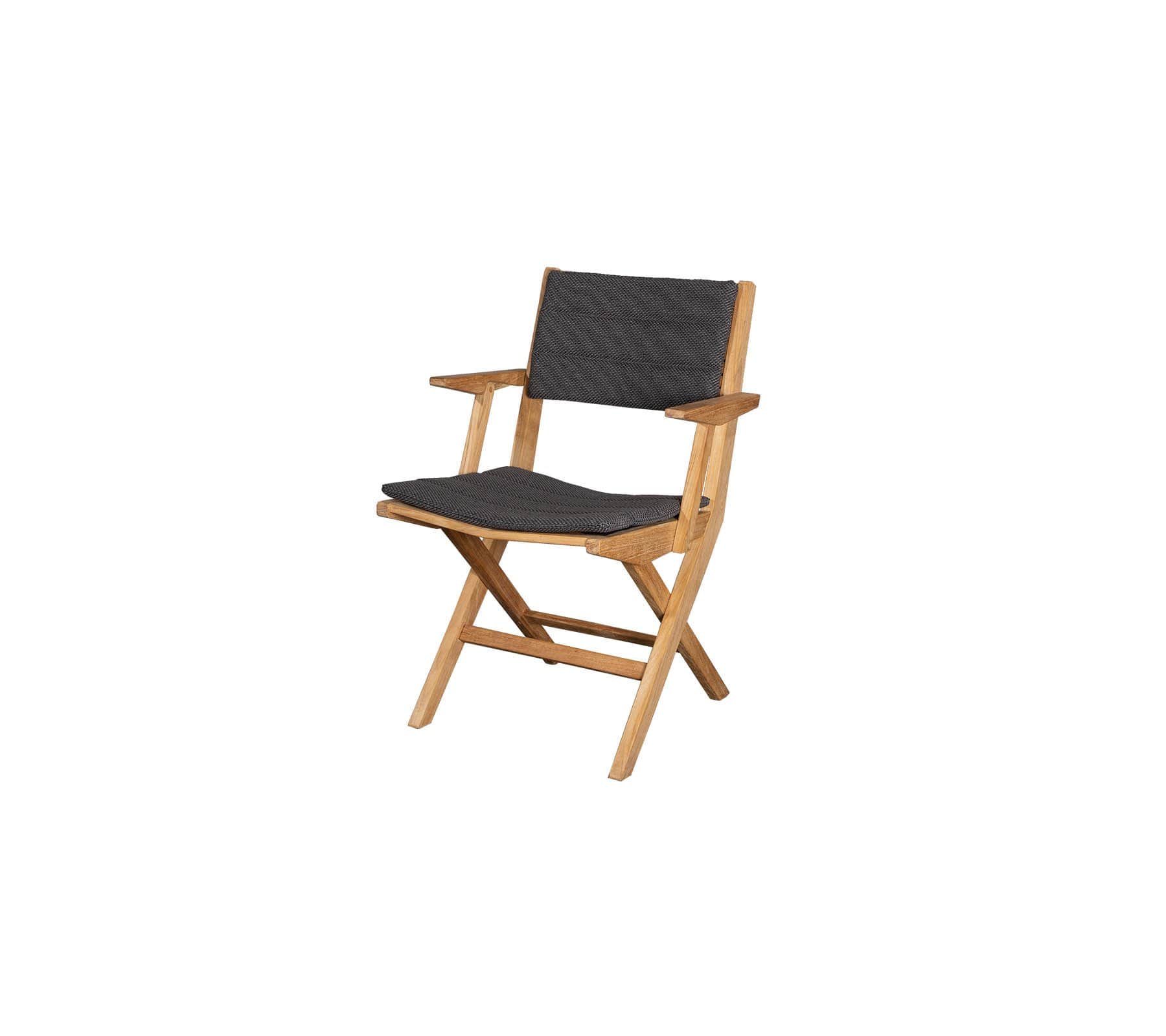 Boxhill's Flip Folding Outdoor Teak Dining Armchair with Dark Grey Cushion in white background