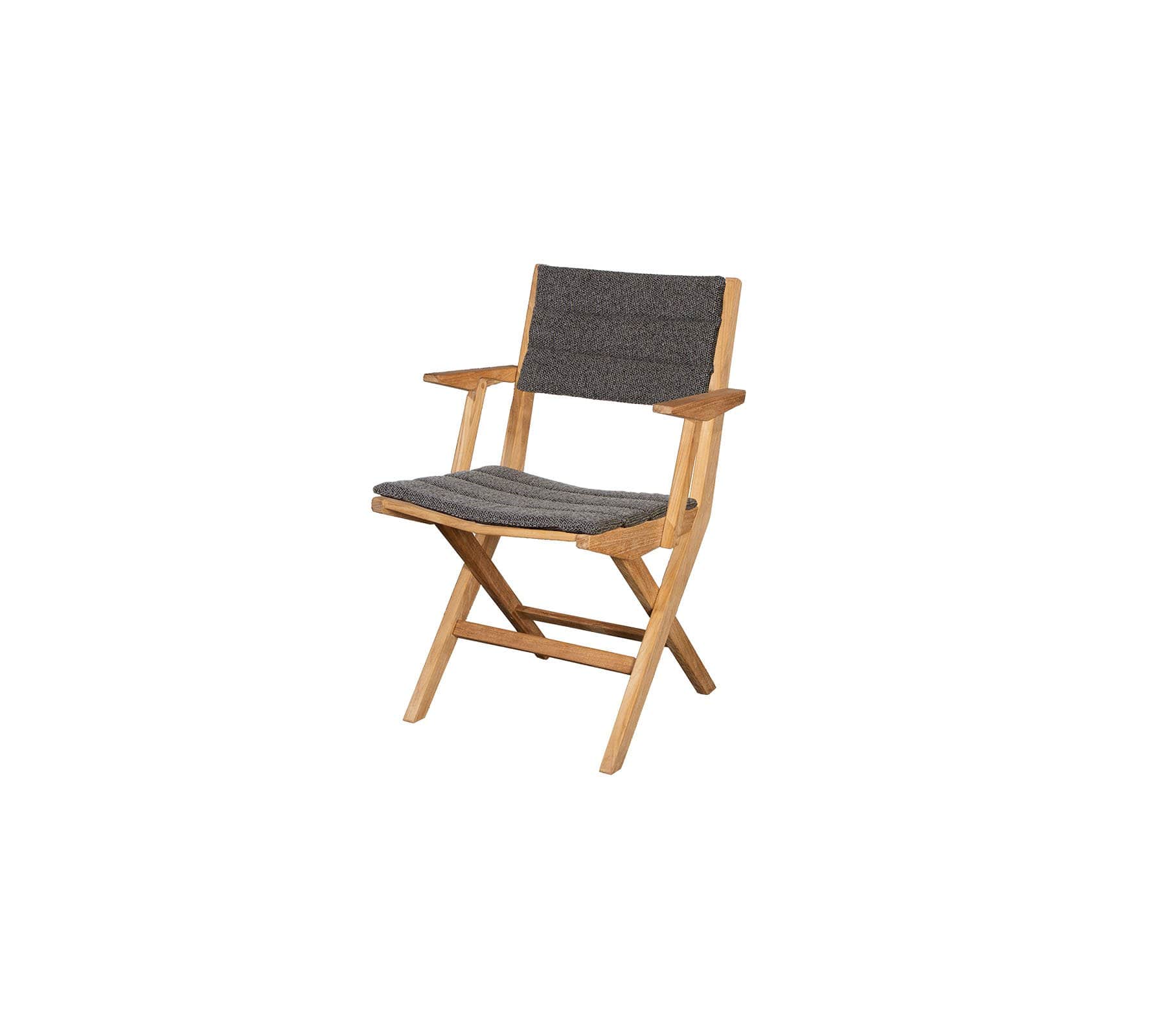 Boxhill's Flip Folding Outdoor Teak Dining Armchair with Grey Cushion in white background
