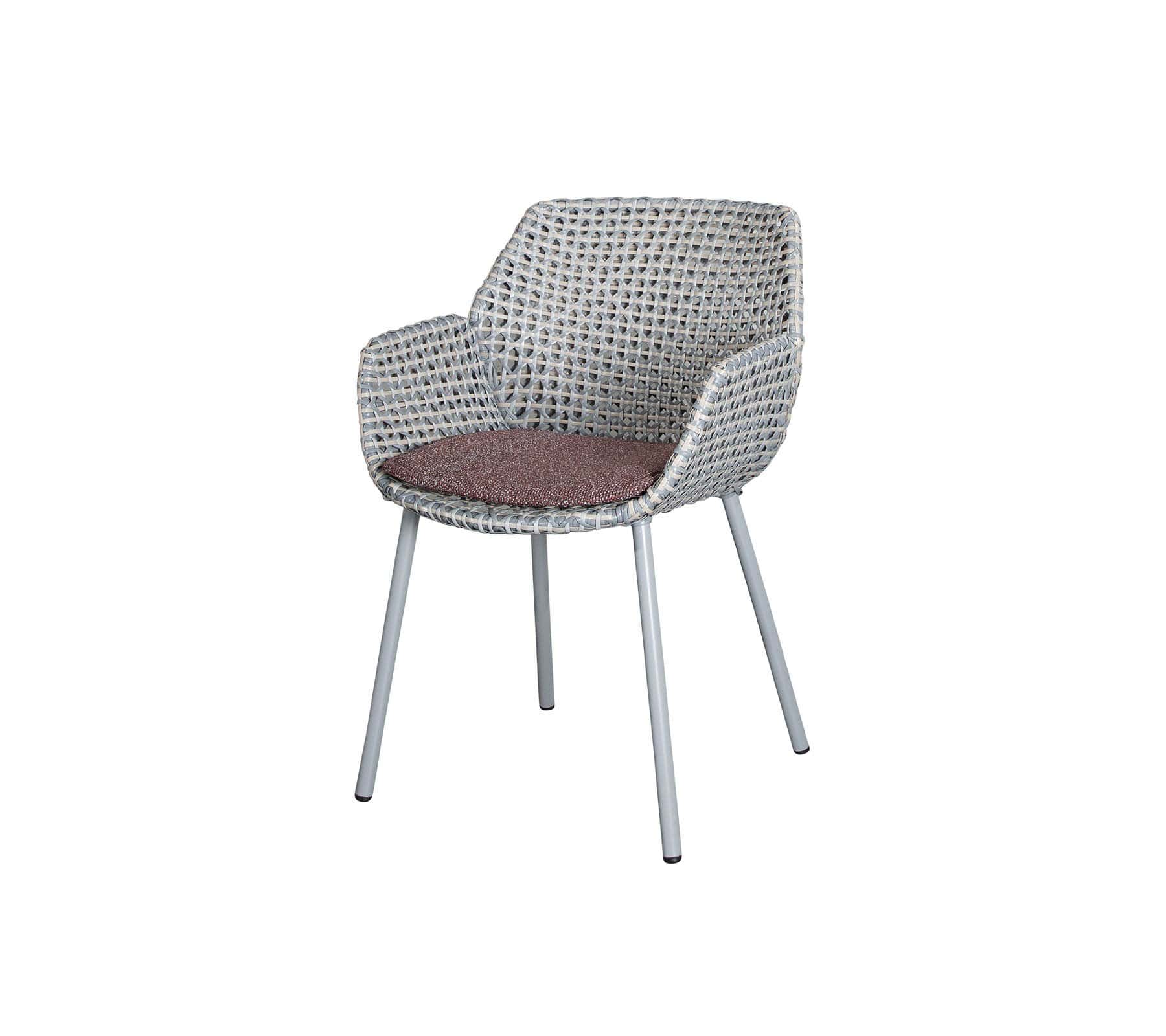 Boxhill's Vibe light grey outdoor armchair with maroon cushion on white background