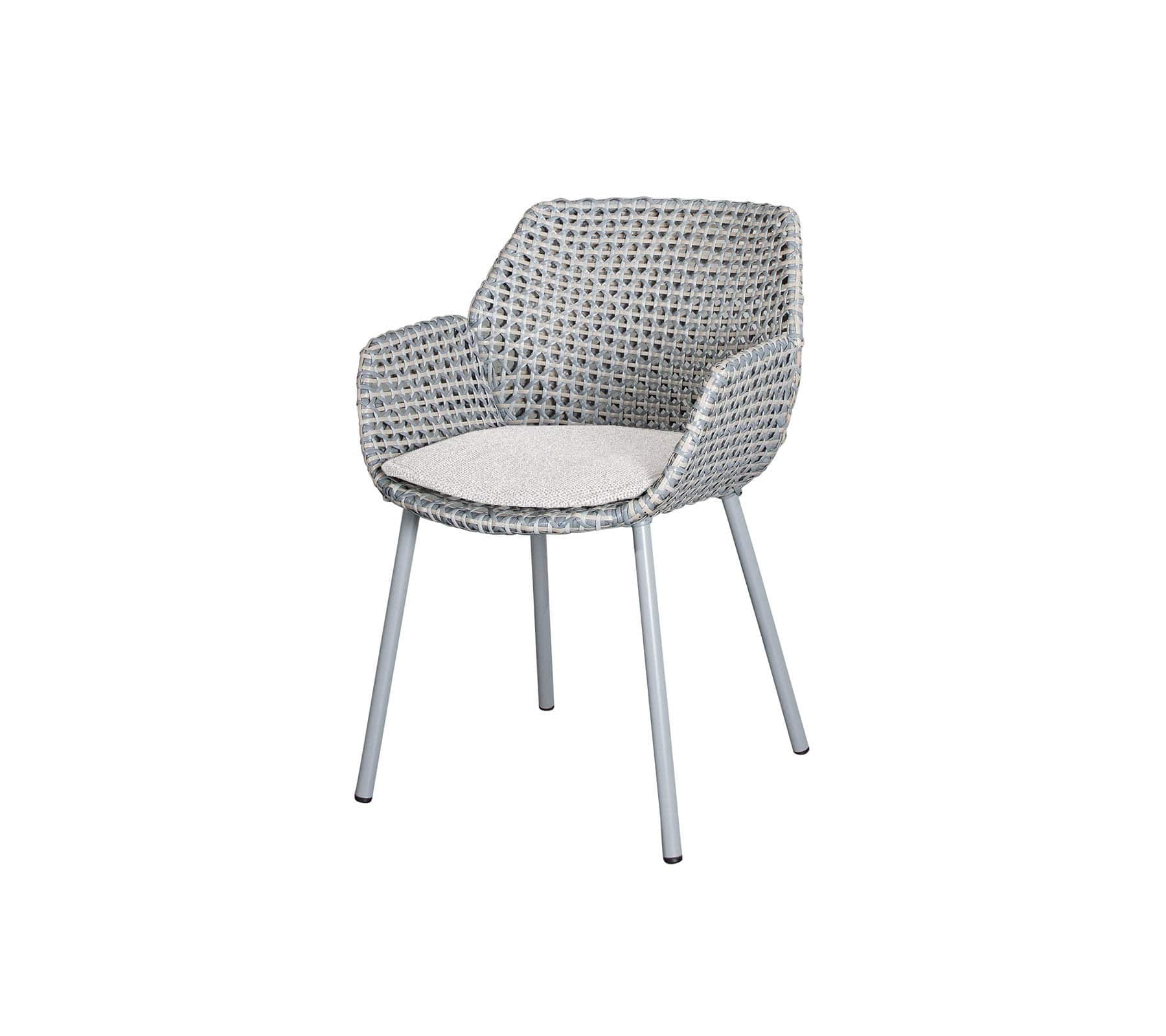 Boxhill's Vibe light grey outdoor armchair with white cushion on white background