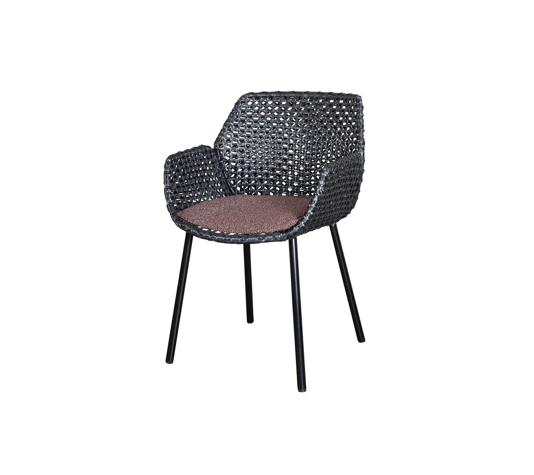  Boxhill's Vibe black outdoor armchair with maroon cushion on white background