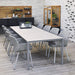 Boxhill's Vibe light grey outdoor armchair with light grey rectangular outdoor dining table placed in modern dining area