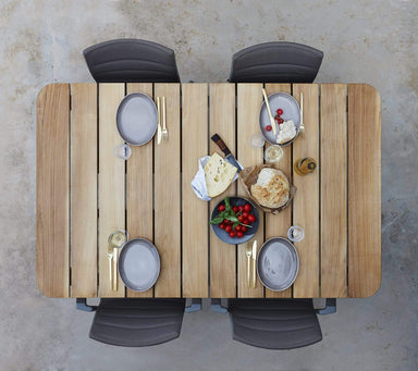 Boxhill's Core Garden Dining Table lifestyle image with Core Patio Dining Chair, top view