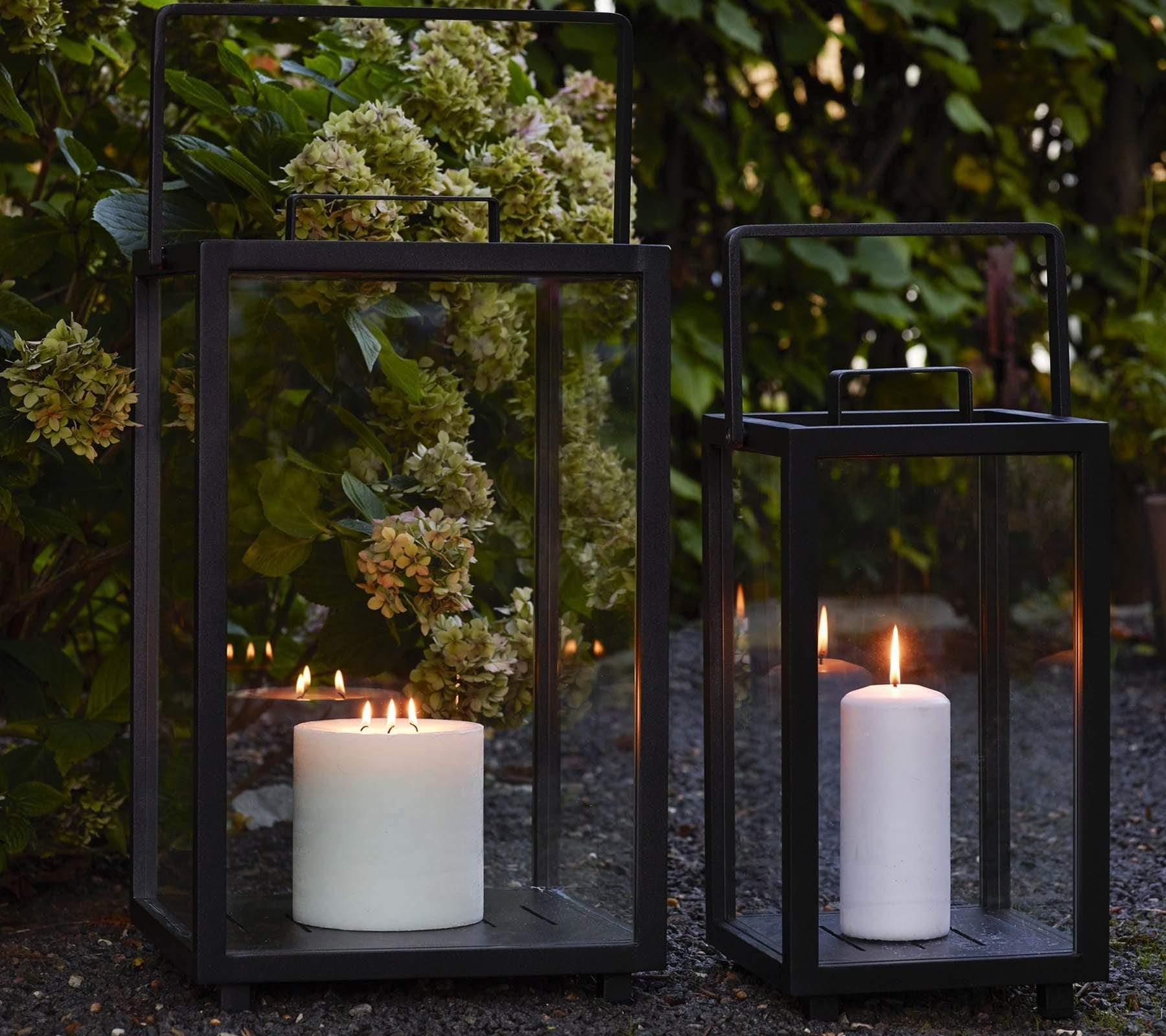 Lighthouse Outdoor Large Aluminum Lantern for Candles | Set of 2