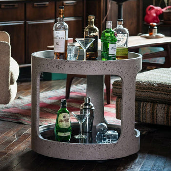 Open Bar Cart made of concrete and terrazzo 