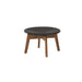 Boxhill's Peacock dark grey outdoor footstool with teak legs on white background