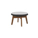 Boxhill's Peacock dark grey outdoor footstool with teak legs with light grey cushion on white background