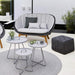 Boxhill's Cube Outdoor Footstool Dark grey lifestyle image image with outdoor sofa and side tables