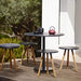 Boxhill's Area Coffee Table Chair Lava Grey lifestyle image with Go Outdoor Round Cafe Table Lava Grey on wooden platform
