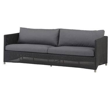 Boxhill Weave, Graphite, Incl. Grey Boxhill Natte Cushions w/Quickdry Foam Diamond 3-Seater Sofa