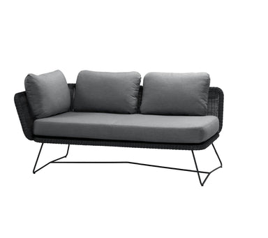 Boxhill's dark grey right sectional patio outdoor 2-seater Horizon sofa with grey cushion on white background