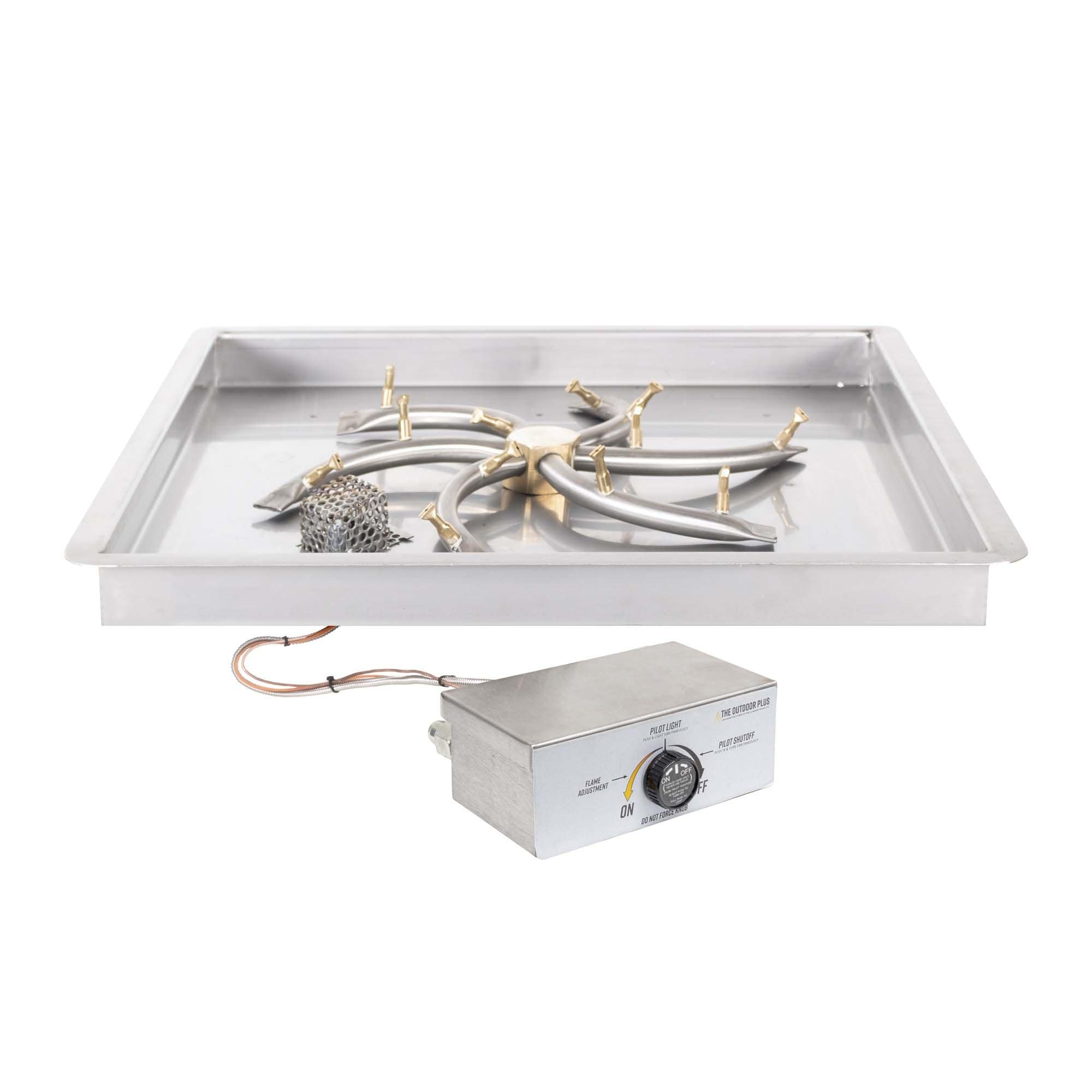 Stainless Steel / 12" / Match Lit with Flame Sense Ignition SS Square Drop In Pan & Bullet Burner