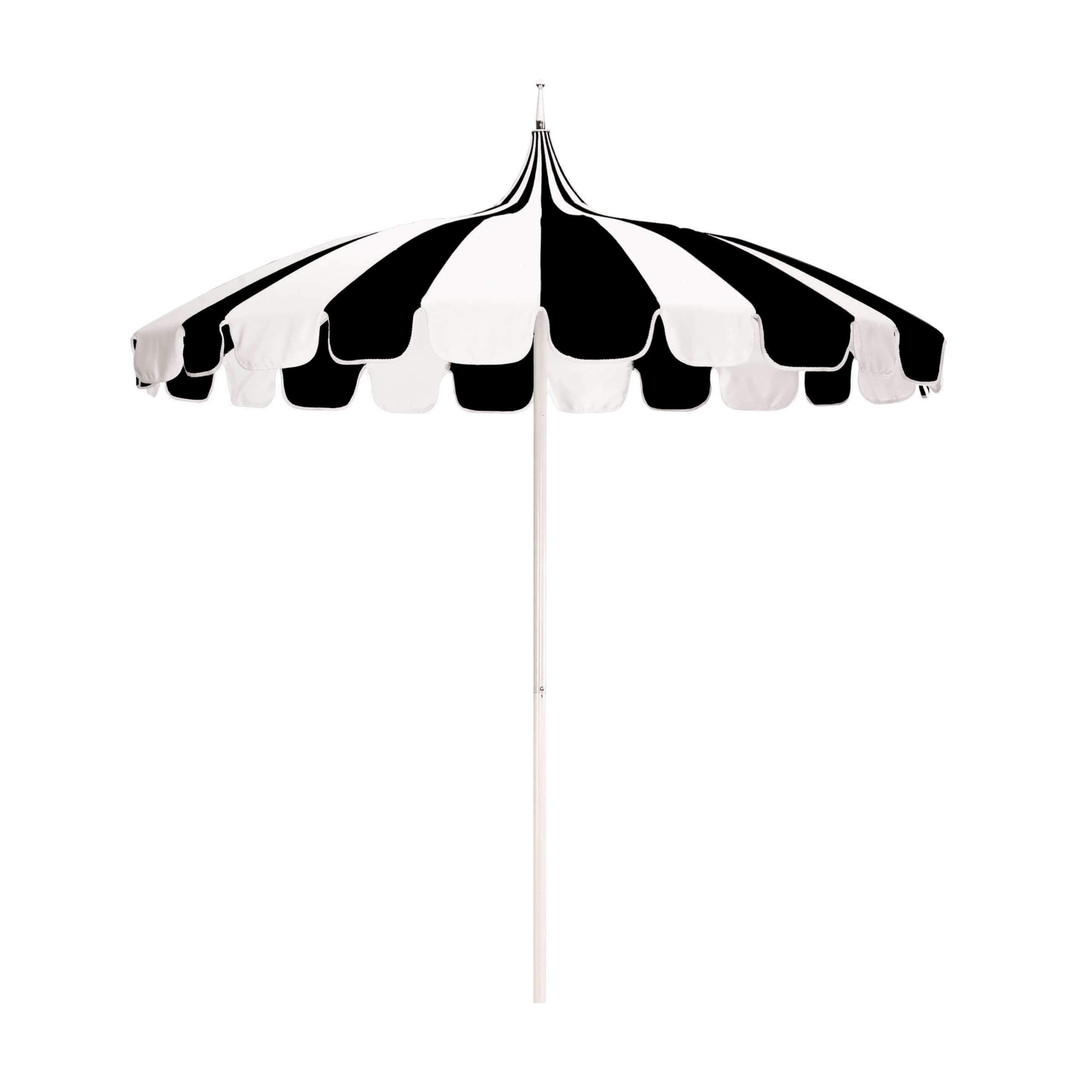 black white striped patio umbrella California Umbrella 8.5' Pagoda Series Patio Umbrella